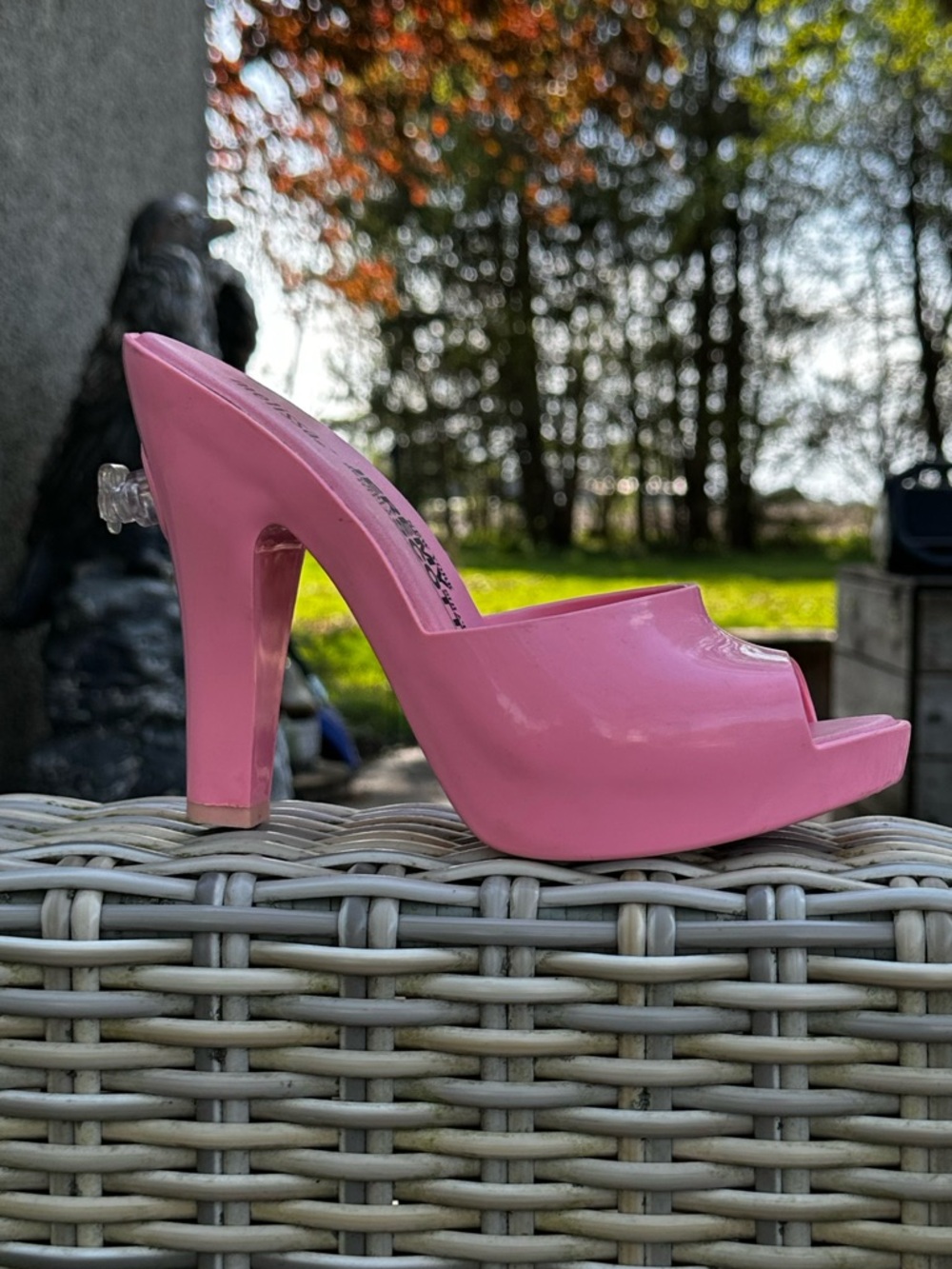 Melissa + Jeremy Scott Pink Barbie Shoes 6 37 Blowup Heels Slides Sandals - Picture 13 of 14